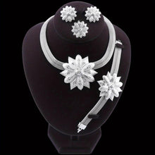 Load image into Gallery viewer, Earrings + Necklace +ring +bracelet Elegant Jewelry Set 18k Plated Classic Flower Design - Shop &amp; Buy
