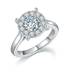 Load image into Gallery viewer, Total 1.5ct All Moissanite Halo Engagement Rings For Women Anniversary Solid 925 Silver
