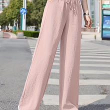 Load image into Gallery viewer, Effortlessly Chic Minimalist Solid Drawstring Pants - Elastic Waist, Wide Leg, Long Length - Shop &amp; Buy
