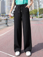 Load image into Gallery viewer, Effortlessly Chic Minimalist Solid Drawstring Pants - Elastic Waist, Wide Leg, Long Length - Shop &amp; Buy
