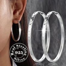 Load image into Gallery viewer, Elegant 1 Pair S925 Sterling Hinged Hoop Earrings - Embossed Square Design - Shop &amp; Buy
