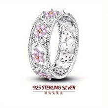 Load image into Gallery viewer, Elegant 925 Sterling Band with Sparkling Pink Zirconia - Floral Cut-out Design - Shop &amp; Buy
