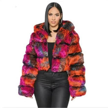 Load image into Gallery viewer, Elegant Fall Winter High Quality Faux Fox Fur Coat for Women Long Sleeve Hoodie Slim Short Jackets Warm Furry Coat Streetwear - Shop &amp; Buy
