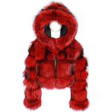 Load image into Gallery viewer, Elegant Fall Winter High Quality Faux Fox Fur Coat for Women Long Sleeve Hoodie Slim Short Jackets Warm Furry Coat Streetwear - Shop &amp; Buy
