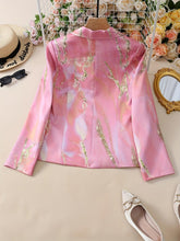 Load image into Gallery viewer, Elegant Floral Print Long Sleeve Pea Coat Blazer - Double Breasted, Polyester Lining, Regular Length - Shop &amp; Buy
