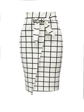 Load image into Gallery viewer, Elegant High-Waist Plaid Knot Skirt - All-Season Chic Bodycon with Comfort Stretch for Women - Shop &amp; Buy
