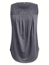 Load image into Gallery viewer, Elegant Lace-Trimmed Tank Top - Womens Sleeveless Crew Neck Blouse, Perfect for Spring &amp; Summer - Shop &amp; Buy
