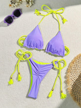Load image into Gallery viewer, Elegant Lace-Up Halter V-Neck Bikini: Sexy High-Cut Thong, Adjustable Ties - Shop &amp; Buy
