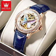 Load image into Gallery viewer, Elegant Ladies Watches Ceramic Blue strap Original Wristwatch Skeleton Automatic Diamond Mechanical Watch for Women Set - Shop &amp; Buy
