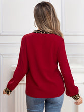 Load image into Gallery viewer, Elegant Non-Sheer V-Neck Blouse with Contrast Trim – Chic Long Sleeve Polyester Top, All-Season Style - Shop &amp; Buy

