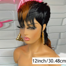 Load image into Gallery viewer, Elegant Pixie Cut Human Hair Wig with Curly Bangs - Natural Look, High-Density - Shop &amp; Buy
