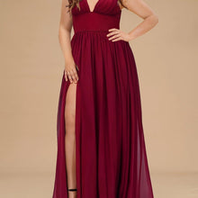 Load image into Gallery viewer, Elegant Plus Size Bridesmaid Dress with Cinched Waist and V-Neck Slit - Perfect for Weddings and Parties - Shop &amp; Buy
