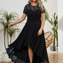 Load image into Gallery viewer, Elegant Plus Size Bridesmaid Dress with Contrast Lace and High-Low Hem - Perfect for Weddings and Parties - Shop &amp; Buy
