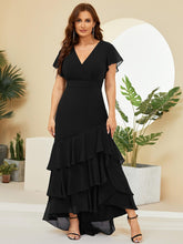Load image into Gallery viewer, Elegant Plus Size Bridesmaid Dress with Layered Ruffle Hem and V-Neck, Perfect for Weddings and Special Occasions - Shop &amp; Buy
