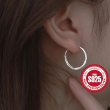 Load image into Gallery viewer, Elegant S925 Sterling Silver Hoop Earrings with Shimmering Starry River Design - Shop &amp; Buy
