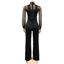 Load image into Gallery viewer, Elegant Sequins Sheer Mesh Lace Patchwork Jumpsuit Women Sexy Wide Leg Pants Slashes Bandage Club Party Romper One-piece - Shop &amp; Buy