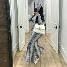 Load image into Gallery viewer, Elegant Snake Print Long Dress for Women Sexy Turtleneck Long Sleeve Bodycon Mermaid Evening Club Party Dresses - Shop &amp; Buy
