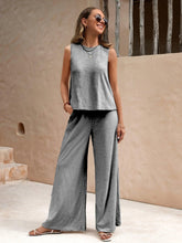 Load image into Gallery viewer, Elegant Solid Color Loose Pantsuits, Sleeveless Tank Top &amp; Wide Leg Pants Outfits - Shop &amp; Buy
