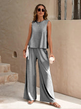 Load image into Gallery viewer, Elegant Solid Color Loose Pantsuits, Sleeveless Tank Top &amp; Wide Leg Pants Outfits - Shop &amp; Buy

