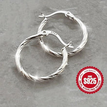 Load image into Gallery viewer, Elegant Sterling S925 Silver Twisted Hoop Earrings - Lightweight Geometric Design for Everyday Wear - Shop &amp; Buy
