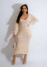 Load image into Gallery viewer, Elegant Sweater Tassel Long Dress for Women Sexy Knitted Hand Hook Pockets Bodycon Night Club Party Dresses - Shop &amp; Buy
