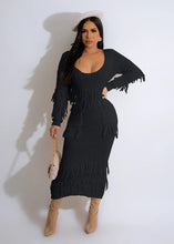 Load image into Gallery viewer, Elegant Sweater Tassel Long Dress for Women Sexy Knitted Hand Hook Pockets Bodycon Night Club Party Dresses - Shop &amp; Buy
