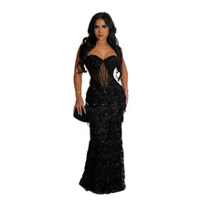 Load image into Gallery viewer, Elegant Tassel Sequined Long Dress for Women Sexy Spaghetti Strap Backless Bodycon Evening Club Party Dresses - Shop &amp; Buy

