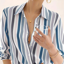 Load image into Gallery viewer, Elegant Womens Striped Shirt with Durable Material, Sophisticated Lapel Collar &amp; Easy-Care Fabric - Shop &amp; Buy
