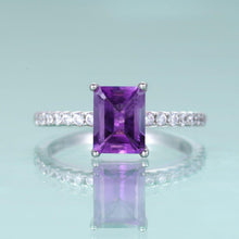 Load image into Gallery viewer, Emerald Cut Amethyst Engagement Ring Solitaire Wedding Ring Gift For Her Purple Birstone Ring Anniversary Gifts - Shop &amp; Buy
