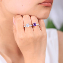 Load image into Gallery viewer, Emerald Cut Amethyst Engagement Ring Solitaire Wedding Ring Gift For Her Purple Birstone Ring Anniversary Gifts - Shop &amp; Buy
