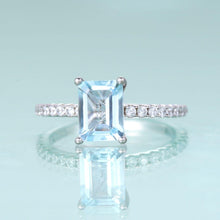 Load image into Gallery viewer, Emerald Cut Sky Blue To Engagement Ring Solitaire Wedding Ring Gift For HerSimulated Diamond Art Deco Bridal Rings - Shop &amp; Buy
