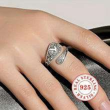 Load image into Gallery viewer, Enchanting Bohemian Leaf &amp; Flower Ring with Bird Carving - Adjustable Sterling Silver Vintage Style Jewelry - Shop &amp; Buy
