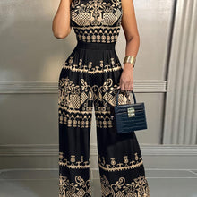 Load image into Gallery viewer, Ethnically Chic Sleeveless Pantsuit Outfit - Flowy Tank Top &amp; Wide Leg Pants - Figure-Flattering, Fashion-Forward Design - Shop &amp; Buy

