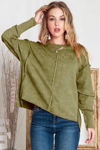 Load image into Gallery viewer, Exposed Seams Round Neck Dropped Shoulder Sweatshirt - Shop &amp; Buy

