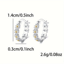 Load image into Gallery viewer, Exquisite 925 Sterling Silver Hypoallergenic Hoop Earrings With Daisy Design Elegant Simple Style - Shop &amp; Buy
