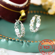 Load image into Gallery viewer, Exquisite 925 Sterling Silver Hypoallergenic Hoop Earrings With Daisy Design Elegant Simple Style - Shop &amp; Buy
