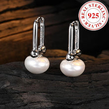 Load image into Gallery viewer, Exquisite 925 Sterling Silver Hypoallergenic Hoop Earrings With Freshwater Pearl Design - Shop &amp; Buy
