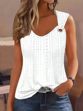 Load image into Gallery viewer, Eyelet Solid Tank Top, Casual Sleeveless Tank Top For Summer, Women&#39;s Clothing - Shop &amp; Buy
