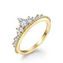 Load image into Gallery viewer, Pear Cut 5*3mm Real 925 Sterling Silver Yellow Gold Plated Moissanite Ring
