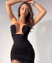 Load image into Gallery viewer, Stacked Ruched Strapless Bodycon Dress Women Sleeveless Skinny Stretchy Elegant Party Vacation Birthday Clubwear
