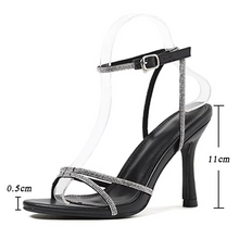 Load image into Gallery viewer, Fashion Design CRYSTAL Buckles High Heels Sandals Females Peep Toe Clip-On Strappy Ankle Strap Pole Dancing Women shoes
