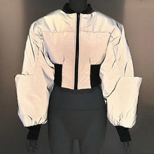 Load image into Gallery viewer, Fall Winter Reflective Jackets for Women Parkas Coat Fashion Zipper Patchwork Girdling the waist Warm Coat Women Streetwear Y2K - Shop &amp; Buy
