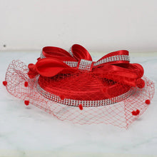 Load image into Gallery viewer, Fascinator Top Hat For Woman With Bow Veil Elegant Wedding Church Kentucky Derby Cap - Shop &amp; Buy
