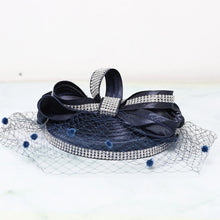 Load image into Gallery viewer, Fascinator Top Hat For Woman With Bow Veil Elegant Wedding Church Kentucky Derby Cap - Shop &amp; Buy
