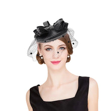 Load image into Gallery viewer, Fascinator Top Hat For Woman With Bow Veil Elegant Wedding Church Kentucky Derby Cap - Shop &amp; Buy
