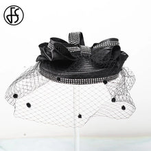 Load image into Gallery viewer, Fascinator Top Hat For Woman With Bow Veil Elegant Wedding Church Kentucky Derby Cap - Shop &amp; Buy
