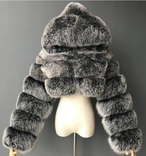 Load image into Gallery viewer, Fashion Autumn Winter High Quality Faux Fox Fur Coat Women Vintage with Cap Slim Warm Mink Short Jackets Furry Coat Clothes - Shop &amp; Buy
