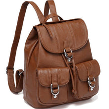 Load image into Gallery viewer, Fashion Backpack Purse for Women Chic Drawstring School Bags with Two Front Pockets Soft Leather Backpack for College - Shop &amp; Buy
