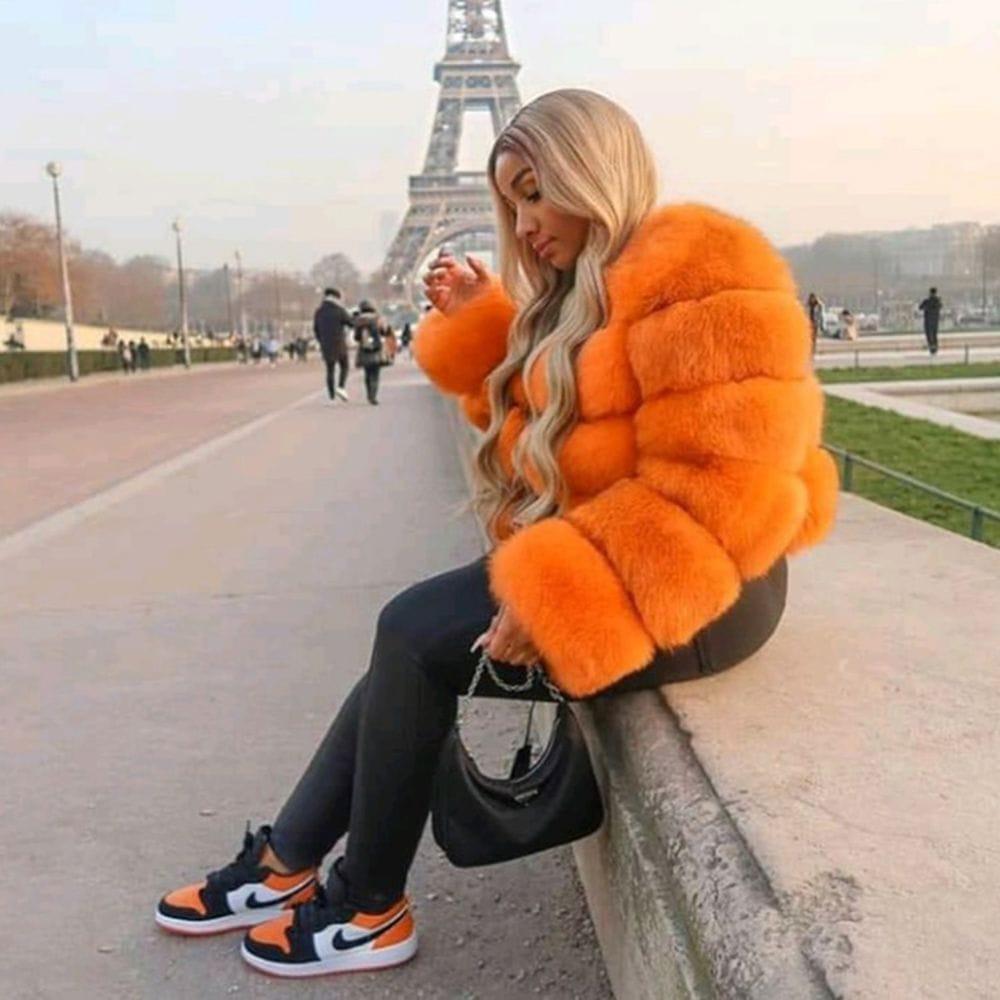 Fashion Elegant Faux Fox Fur Coat Women High Quality Long Sleeve Thick Warm Jackets Furry Solid Winter Mink Coat - Shop & Buy