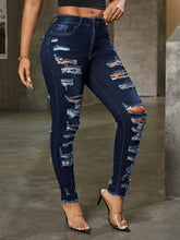 Load image into Gallery viewer, Fashion-Forward Ripped Womens Skinny Jeans - Premium Denim, Zipper Button Closure, Ultra-Slim Fit &amp; Streetwise Style - Shop &amp; Buy
